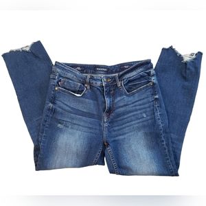 Vigoss Stevie Crop Straight Mid Rise 28 x 26 Distressed Raw Hem Stretch Jeans